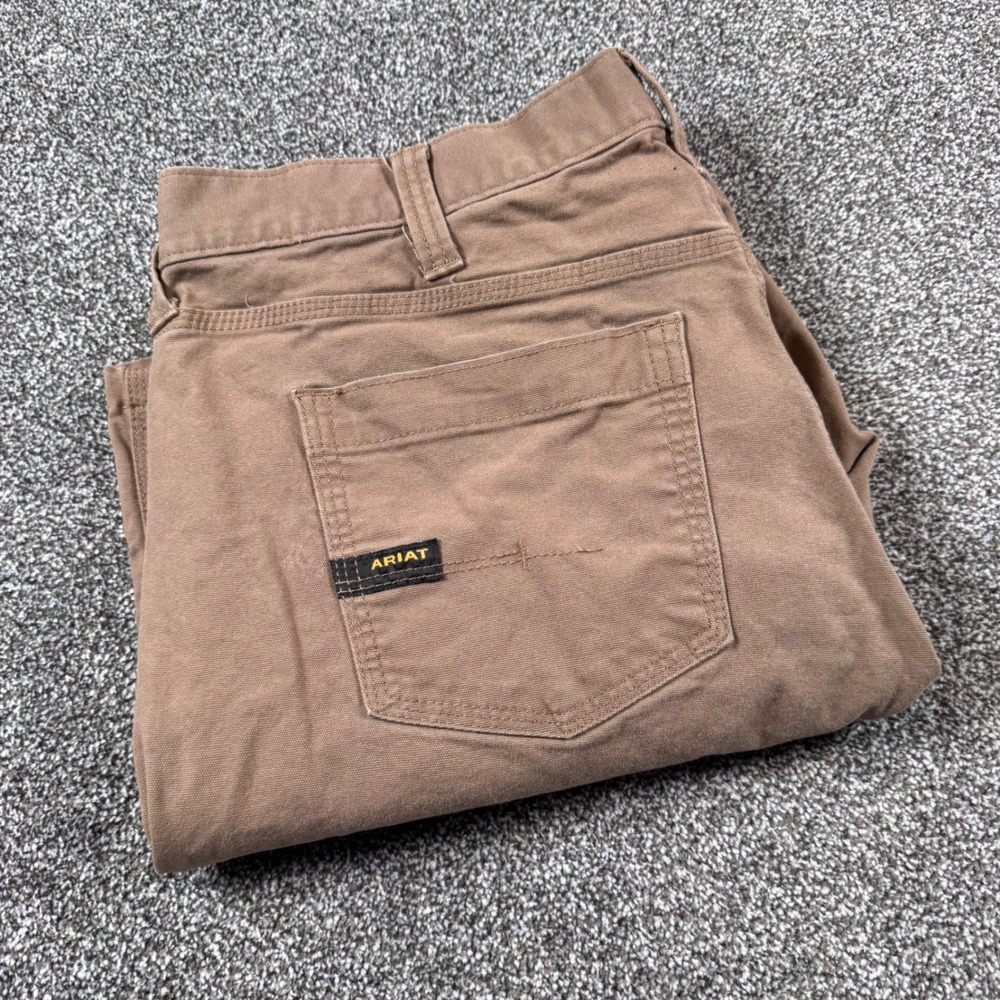 Ariat Rebar M4 Relaxed Men's 35x10 Brown Canvas Work Shorts Utility Pocket - Picture 7 of 7